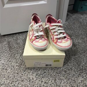 Coach Pink and White Sneakers Casual Low-Top